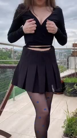 Outdoor Pantyhose Petite Skinny Skirt Small Tits Solo Teen Tiny