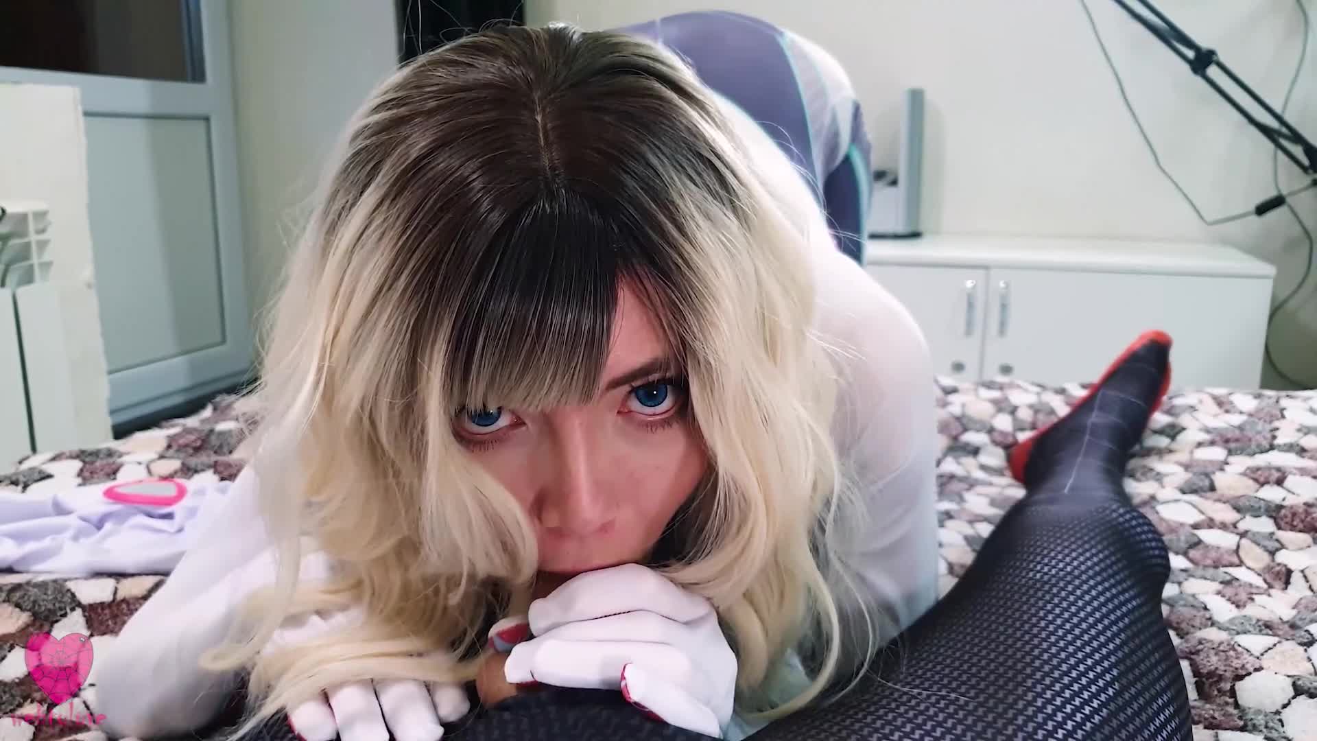 Blonde Blowjob Bodysuit Cosplay Costume Oral POV Sloppy Sucking